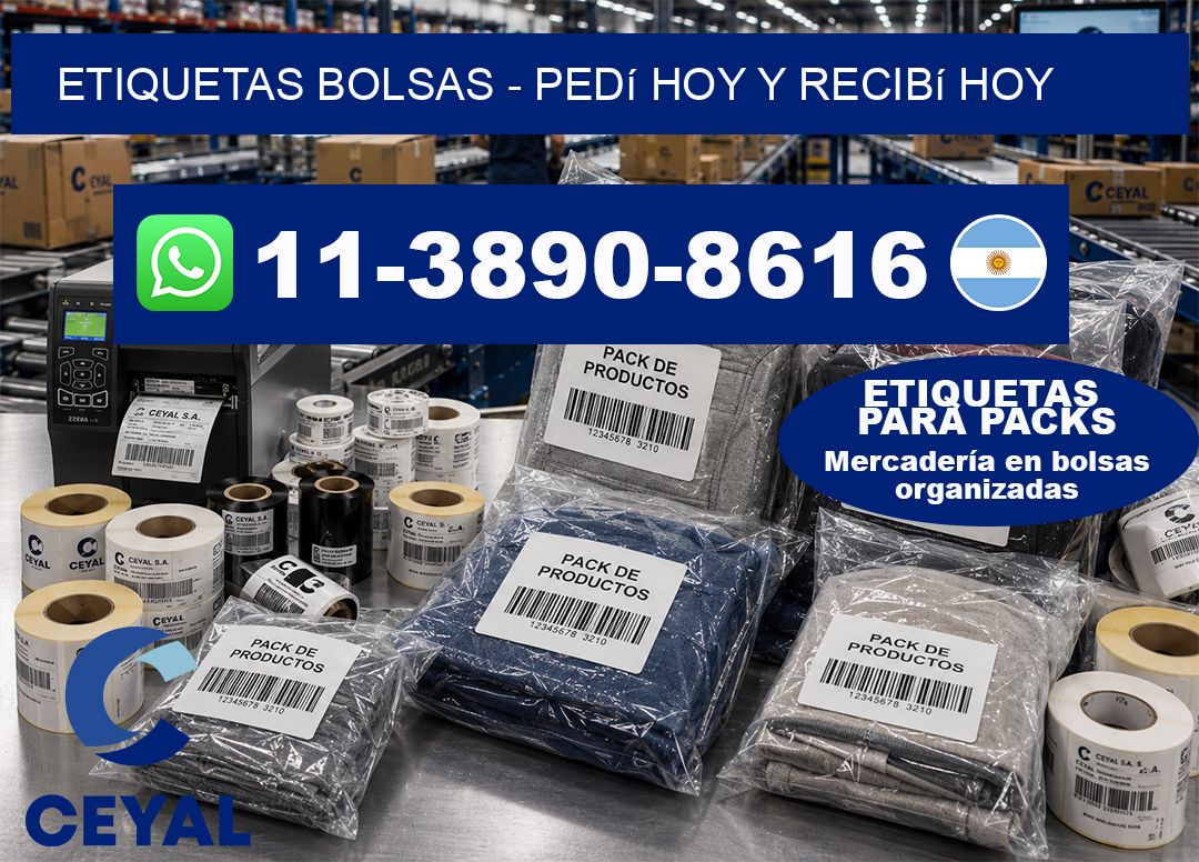 ETIQUETAS BOLSAS - Pedí hoy y recibí hoy