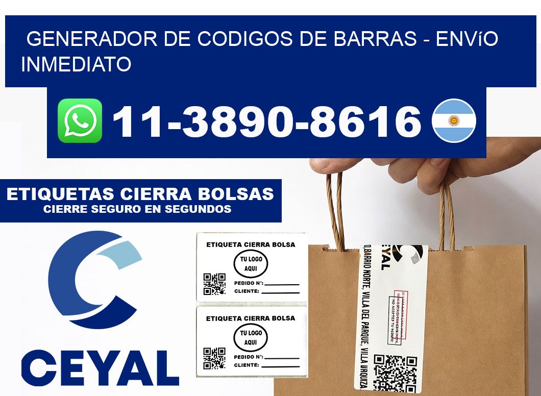 generador de codigos de barras - Envío inmediato